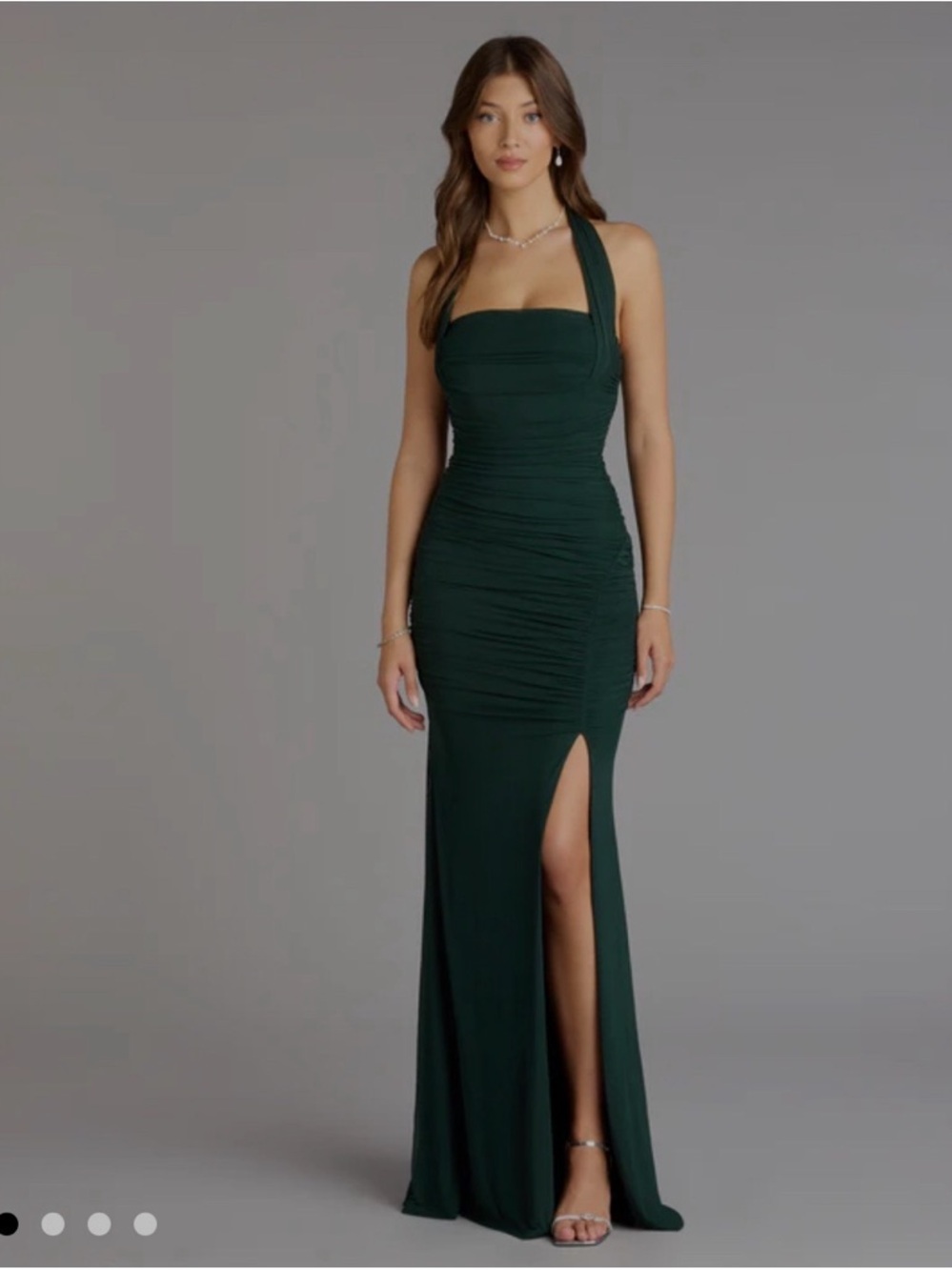 Windsor Katarina Halter Slit Mermaid
 Formal Dress-Emerald green Size S